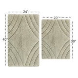 Knightsbridge Stylish And Comfortable Traditional Diamond Design 2 PC Cotton Bath Rug Set 20"x30" & 24"x40" Sage