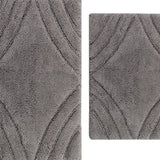 Knightsbridge Stylish And Comfortable Traditional Diamond Design 2 PC Cotton Bath Rug Set 20"x30" & 24"x40" Silver