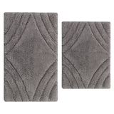Knightsbridge Stylish And Comfortable Traditional Diamond Design 2 PC Cotton Bath Rug Set 20"x30" & 24"x40" Silver