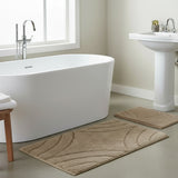 Knightsbridge Stylish And Comfortable Traditional Diamond Design 2 PC Cotton Bath Rug Set 20"x30" & 24"x40" Stone