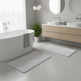 Knightsbridge Stylish And Comfortable Traditional Diamond Design 2 PC Cotton Bath Rug Set 20"x30" & 24"x40" White