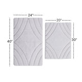 Knightsbridge Stylish And Comfortable Traditional Diamond Design 2 PC Cotton Bath Rug Set 20"x30" & 24"x40" White