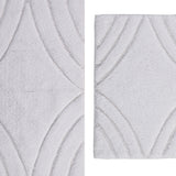 Knightsbridge Stylish And Comfortable Traditional Diamond Design 2 PC Cotton Bath Rug Set 20"x30" & 24"x40" White