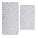 Knightsbridge Stylish And Comfortable Traditional Diamond Design 2 PC Cotton Bath Rug Set 20"x30" & 24"x40" White