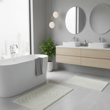 Knightsbridge Stylish And Comfortable Traditional Echo Design 2 PC Cotton Bath Rug Set 20"x30" & 24"x40" Ivory