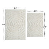 Knightsbridge Stylish And Comfortable Traditional Echo Design 2 PC Cotton Bath Rug Set 20"x30" & 24"x40" Ivory