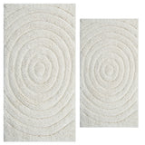 Knightsbridge Stylish And Comfortable Traditional Echo Design 2 PC Cotton Bath Rug Set 20"x30" & 24"x40" Ivory