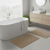 Knightsbridge Stylish And Comfortable Traditional Echo Design 2 PC Cotton Bath Rug Set 20"x30" & 24"x40" Natural