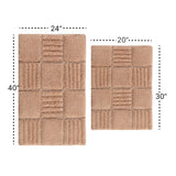Knightsbridge Stylish And Comfortable Traditional Echo Design 2 PC Cotton Bath Rug Set 20"x30" & 24"x40" Natural