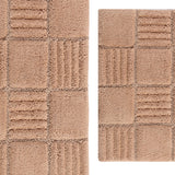 Knightsbridge Stylish And Comfortable Traditional Echo Design 2 PC Cotton Bath Rug Set 20"x30" & 24"x40" Natural