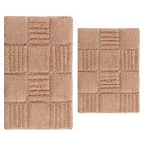 Knightsbridge Stylish And Comfortable Traditional Echo Design 2 PC Cotton Bath Rug Set 20"x30" & 24"x40" Natural