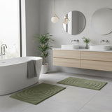 Knightsbridge Stylish And Comfortable Traditional Echo Design 2 PC Cotton Bath Rug Set 20"x30" & 24"x40" Sage