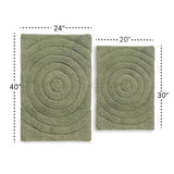 Knightsbridge Stylish And Comfortable Traditional Echo Design 2 PC Cotton Bath Rug Set 20"x30" & 24"x40" Sage