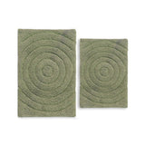 Knightsbridge Stylish And Comfortable Traditional Echo Design 2 PC Cotton Bath Rug Set 20"x30" & 24"x40" Sage