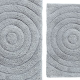 Knightsbridge Stylish And Comfortable Traditional Echo Design 2 PC Cotton Bath Rug Set 20"x30" & 24"x40" Silver