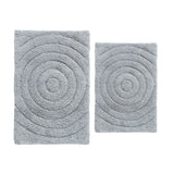 Knightsbridge Stylish And Comfortable Traditional Echo Design 2 PC Cotton Bath Rug Set 20"x30" & 24"x40" Silver