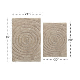 Knightsbridge Stylish And Comfortable Traditional Echo Design 2 PC Cotton Bath Rug Set 20"x30" & 24"x40" Stone