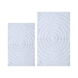 Knightsbridge Stylish And Comfortable Traditional Echo Design 2 PC Cotton Bath Rug Set 20"x30" & 24"x40" White