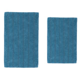 Knightsbridge Stylish And Comfortable Traditional Linear Design 2 PC Cotton Bath Rug Set 20"x30" & 24"x40" Aqua