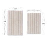 Knightsbridge Stylish And Comfortable Traditional Linear Design 2 PC Cotton Bath Rug Set 20"x30" & 24"x40" Ivory