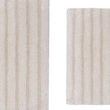 Knightsbridge Stylish And Comfortable Traditional Linear Design 2 PC Cotton Bath Rug Set 20"x30" & 24"x40" Ivory