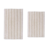 Knightsbridge Stylish And Comfortable Traditional Linear Design 2 PC Cotton Bath Rug Set 20"x30" & 24"x40" Ivory