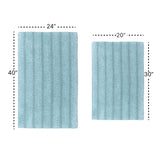 Knightsbridge Stylish And Comfortable Traditional Linear Design 2 PC Cotton Bath Rug Set 20"x30" & 24"x40" Light Blue