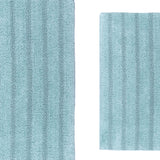Knightsbridge Stylish And Comfortable Traditional Linear Design 2 PC Cotton Bath Rug Set 20"x30" & 24"x40" Light Blue