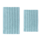 Knightsbridge Stylish And Comfortable Traditional Linear Design 2 PC Cotton Bath Rug Set 20"x30" & 24"x40" Light Blue