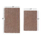 Knightsbridge Stylish And Comfortable Traditional Linear Design 2 PC Cotton Bath Rug Set 20"x30" & 24"x40" Natural