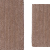 Knightsbridge Stylish And Comfortable Traditional Linear Design 2 PC Cotton Bath Rug Set 20"x30" & 24"x40" Natural