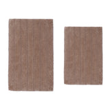 Knightsbridge Stylish And Comfortable Traditional Linear Design 2 PC Cotton Bath Rug Set 20"x30" & 24"x40" Natural