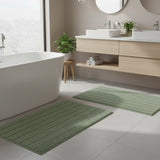 Knightsbridge Stylish And Comfortable Traditional Linear Design 2 PC Cotton Bath Rug Set 20"x30" & 24"x40" Sage