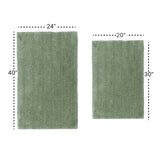 Knightsbridge Stylish And Comfortable Traditional Linear Design 2 PC Cotton Bath Rug Set 20"x30" & 24"x40" Sage