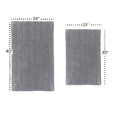 Knightsbridge Stylish And Comfortable Traditional Linear Design 2 PC Cotton Bath Rug Set 20"x30" & 24"x40" Silver