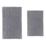Knightsbridge Stylish And Comfortable Traditional Linear Design 2 PC Cotton Bath Rug Set 20"x30" & 24"x40" Silver