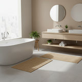 Knightsbridge Stylish And Comfortable Traditional Linear Design 2 PC Cotton Bath Rug Set 20"x30" & 24"x40" Stone