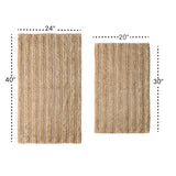Knightsbridge Stylish And Comfortable Traditional Linear Design 2 PC Cotton Bath Rug Set 20"x30" & 24"x40" Stone