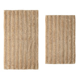 Knightsbridge Stylish And Comfortable Traditional Linear Design 2 PC Cotton Bath Rug Set 20"x30" & 24"x40" Stone