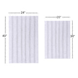 Knightsbridge Stylish And Comfortable Traditional Linear Design 2 PC Cotton Bath Rug Set 20"x30" & 24"x40" White
