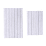 Knightsbridge Stylish And Comfortable Traditional Linear Design 2 PC Cotton Bath Rug Set 20"x30" & 24"x40" White