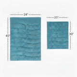 Knightsbridge Stylish Comfortable Traditional New Tile Design 2 PC Cotton Bath Rug Set 20" X 30" & 24" X 40" Aqua