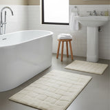 Knightsbridge Stylish Comfortable Traditional New Tile Design 2 PC Cotton Bath Rug Set 20" X 30" & 24" X 40" Ivory