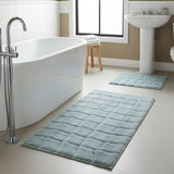 Knightsbridge 2-Piece Cotton Tile Design Bath Rug Set 20"x30" & 24"x40" Light Blue