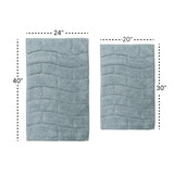 Knightsbridge 2-Piece Cotton Tile Design Bath Rug Set 20"x30" & 24"x40" Light Blue