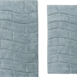 Knightsbridge 2-Piece Cotton Tile Design Bath Rug Set 20"x30" & 24"x40" Light Blue