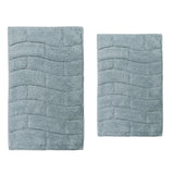 Knightsbridge 2-Piece Cotton Tile Design Bath Rug Set 20"x30" & 24"x40" Light Blue