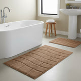 Knightsbridge 2PC Cotton Bath Rug Set Non-Slip Tile Design 20"x30" & 24"x40" Natural