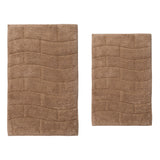 Knightsbridge 2PC Cotton Bath Rug Set Non-Slip Tile Design 20"x30" & 24"x40" Natural