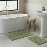 Knightsbridge 2-Piece Cotton Tile Design Bath Rug Set 20"x30" & 24"x40" Sage